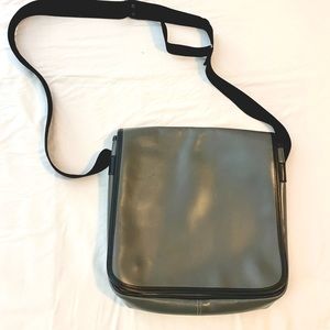 Genuine Leather Messenger Bag in Gray